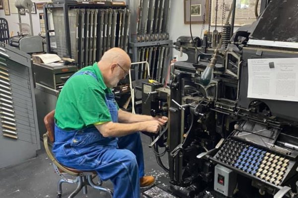 David SEat working on an Intertype machine